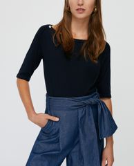 MAX&Co. - Áo cardigan nữ tay lỡ cổ tròn Jewel Buttons