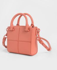 CHARLES & KEITH - Túi xách tay nữ phom vuông Textured Panelled