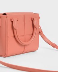 CHARLES & KEITH - Túi xách tay nữ phom vuông Textured Panelled