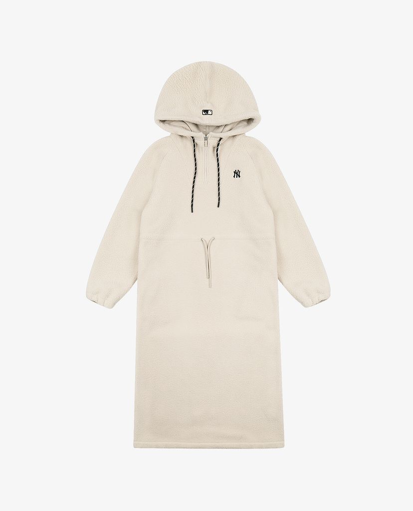 MLB - Đầm midi phối mũ phom suông tay dài Brushed Fleece Long Overfit