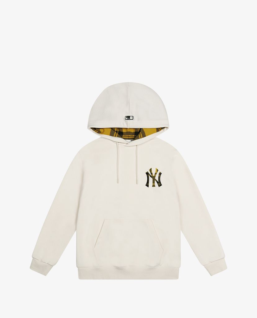 MLB - Áo hoodie tay dài phối mũ thời trang FIT Plaid Over Fit