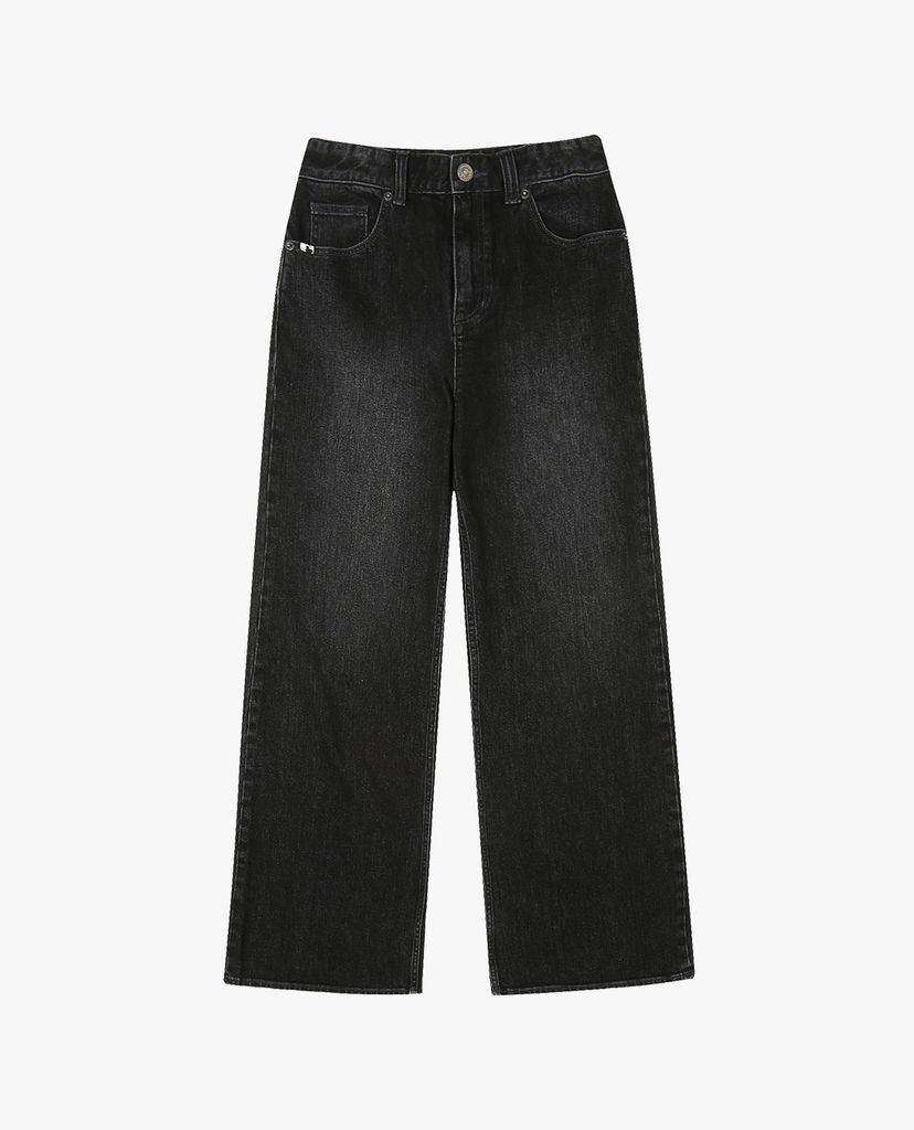 MLB - Quần jeans nữ ống rộng phối logo thời trang