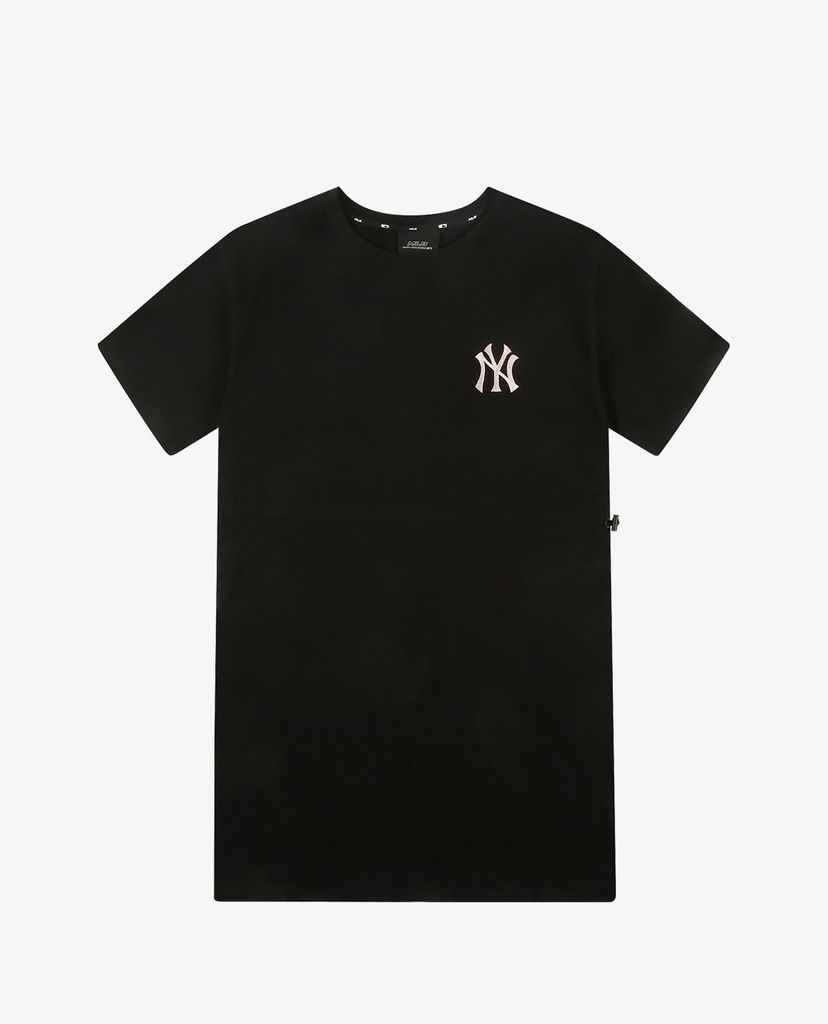 MLB - Đầm mini cổ tròn ngắn tay phom suông Logo Basic Waist String