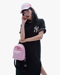MLB - Đầm midi nữ ngắn tay cổ tròn Logo Basic