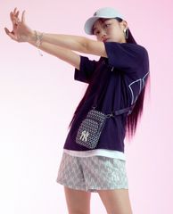 MLB - Quần short nữ lưng thun Monogram Poly