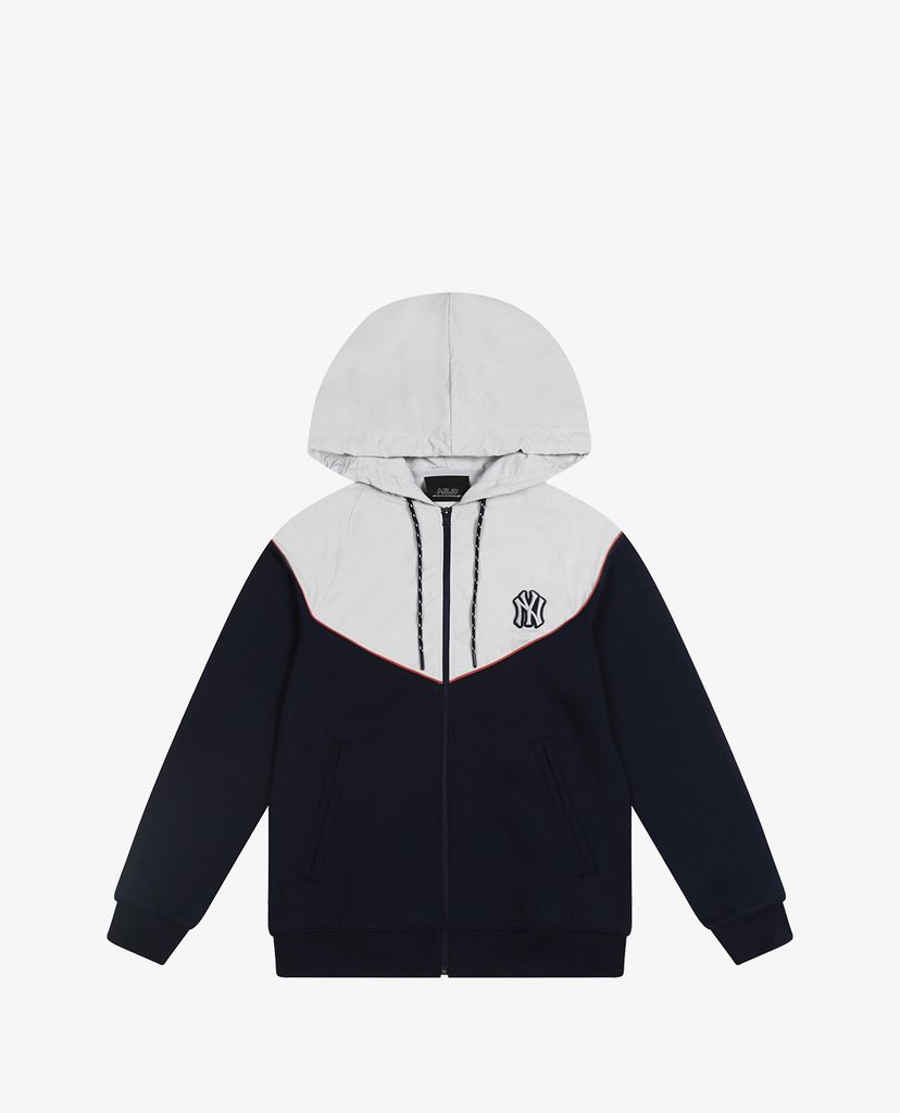 MLB - Áo hoodie tay dài phối zip Color Block Hybrid Training