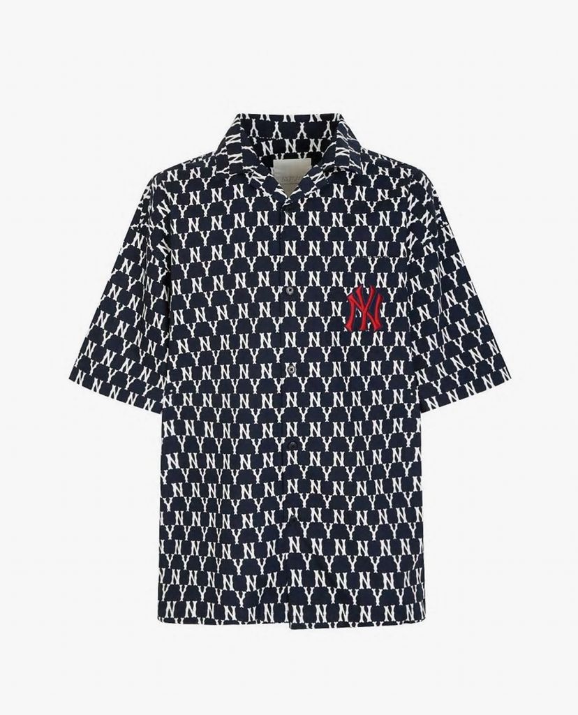 MLB - Áo sơ mi nam tay ngắn phối họa tiết monogram Woven