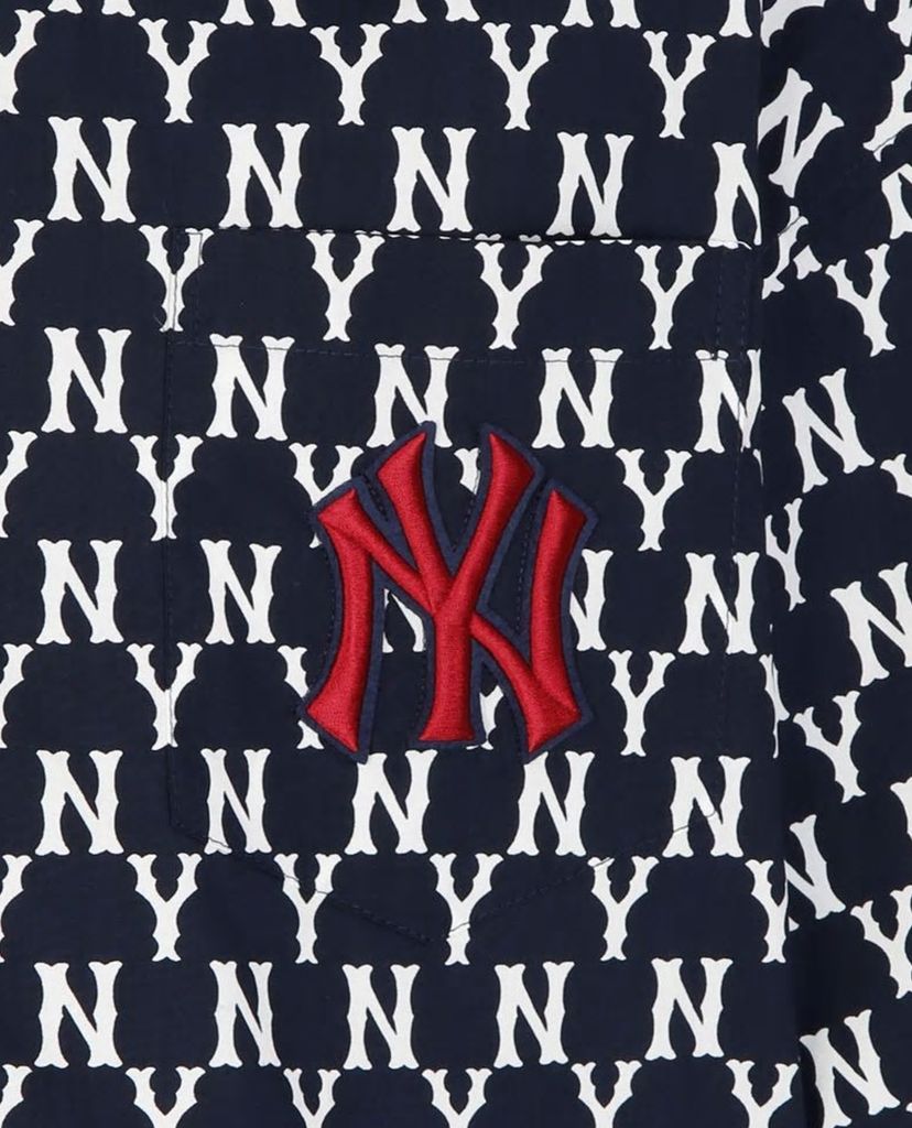 MLB - Áo sơ mi nam tay ngắn phối họa tiết monogram Woven