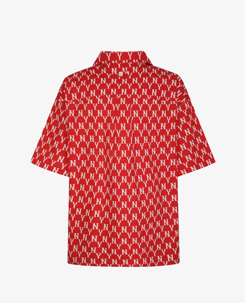 MLB - Áo sơ mi nam tay ngắn phối họa tiết monogram Woven