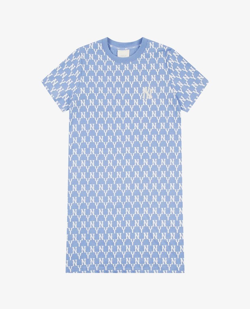 MLB - Đầm mini cổ tròn ngắn tay phom suông Monogram Allover