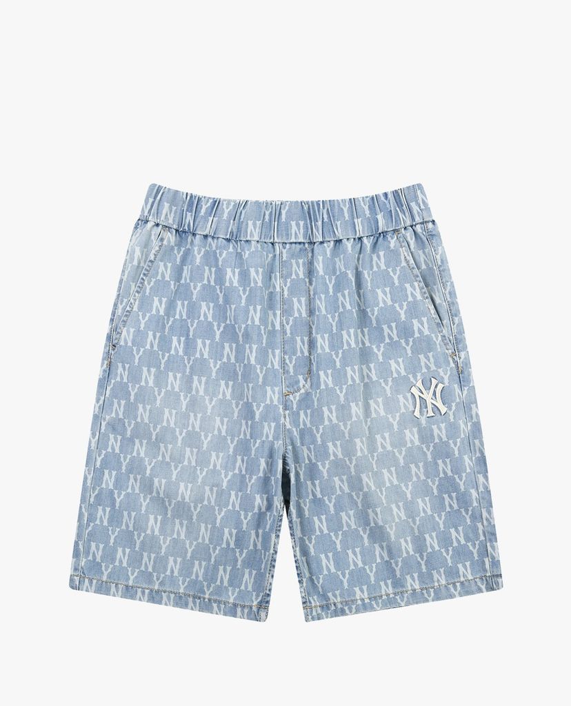 MLB - Quần shorts jeans nữ Monogram Print Denim