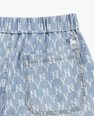 MLB - Quần shorts jeans nữ Monogram Print Denim