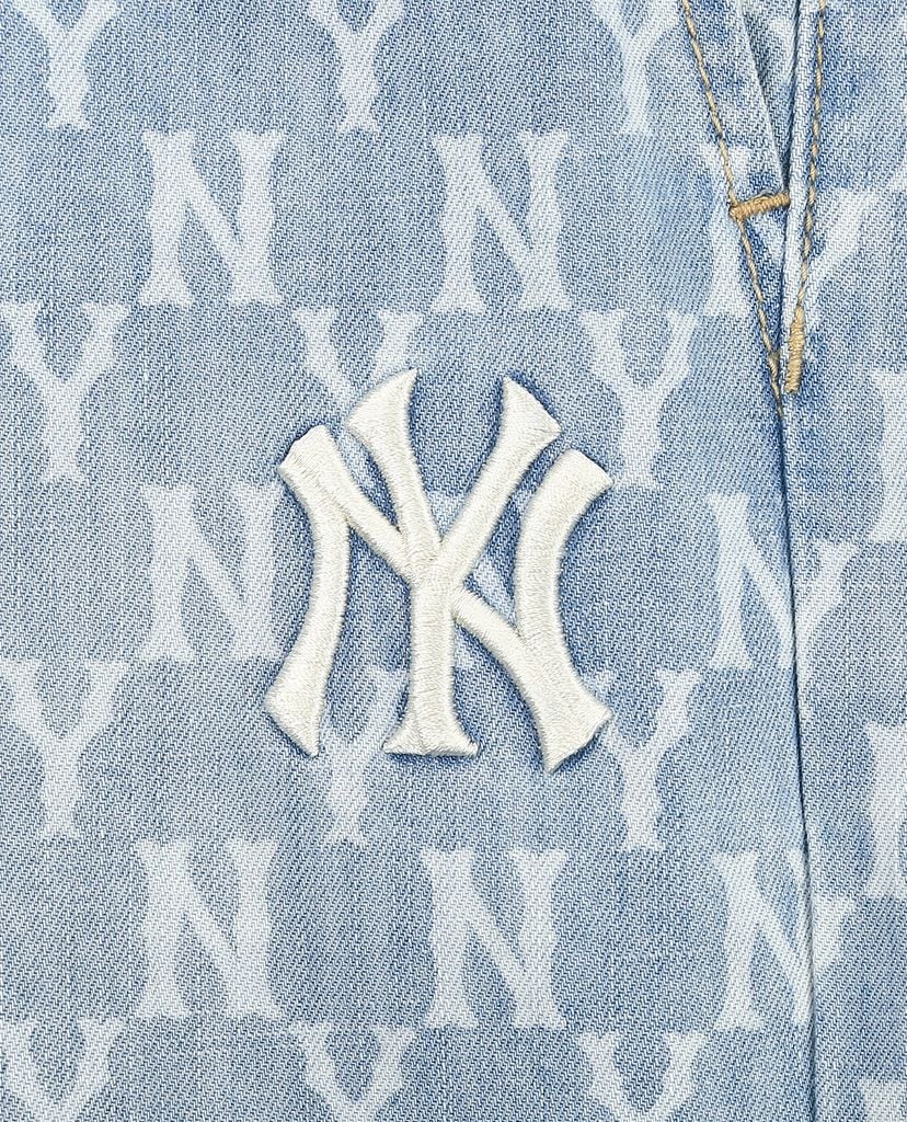 MLB - Quần shorts jeans nữ Monogram Print Denim