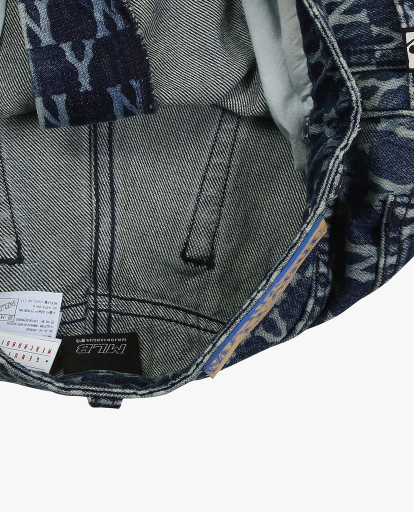 MLB - Quần jeans nữ ống rộng phối họa tiết monogram thời trang