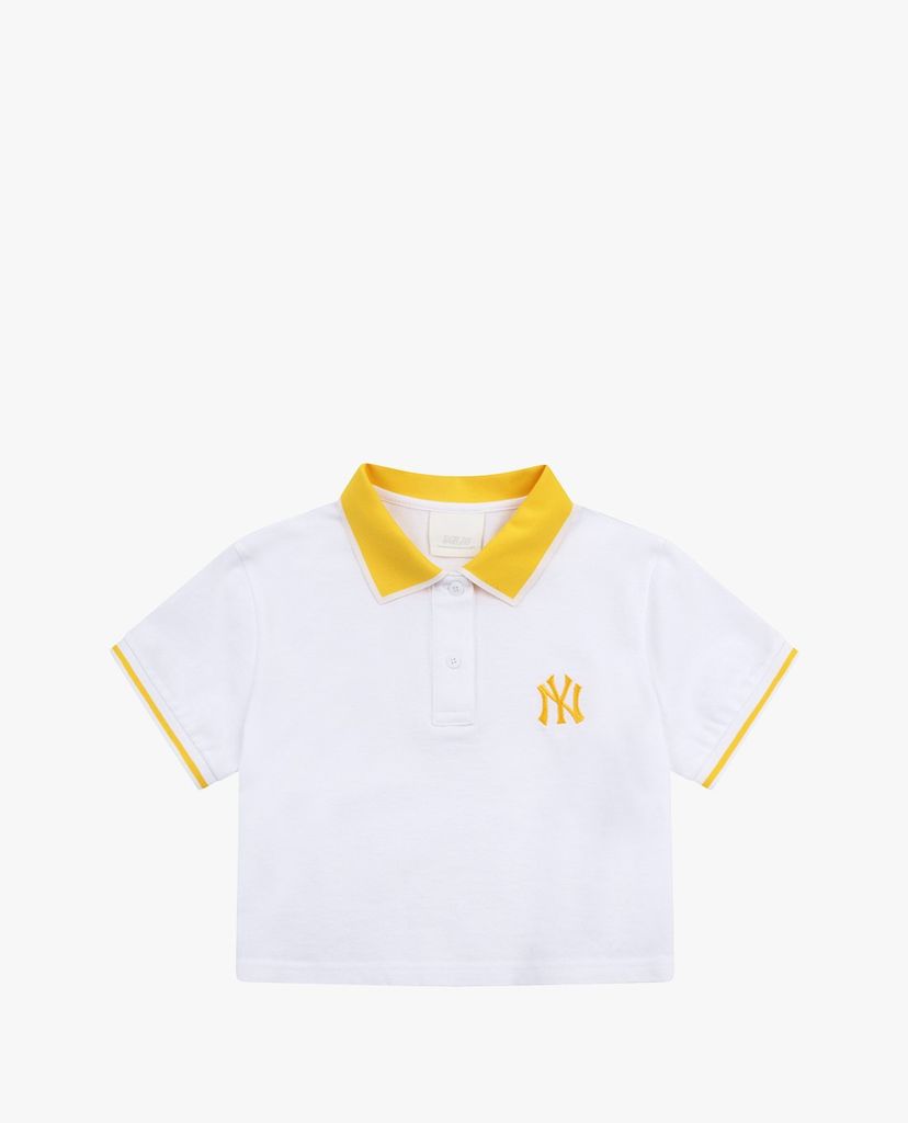 MLB - Áo thun nữ croptop cổ bẻ Basic Crop Pique