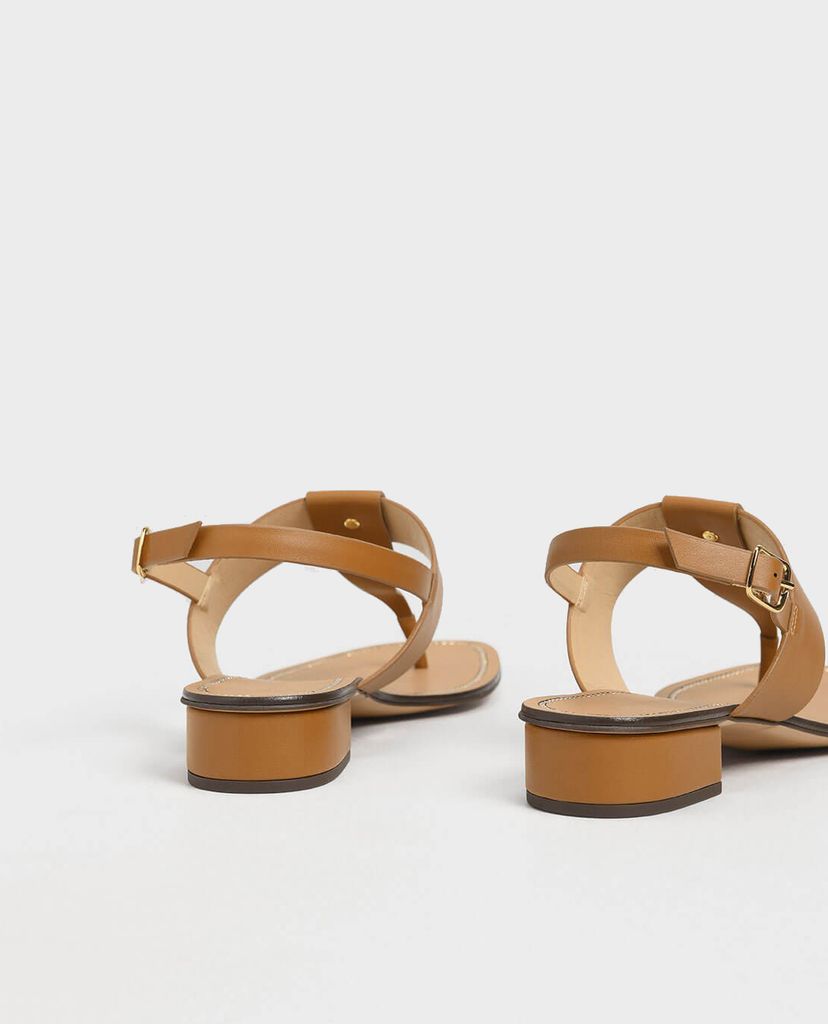 CHARLES & KEITH - Giày sandal Gold Button Accent Thong