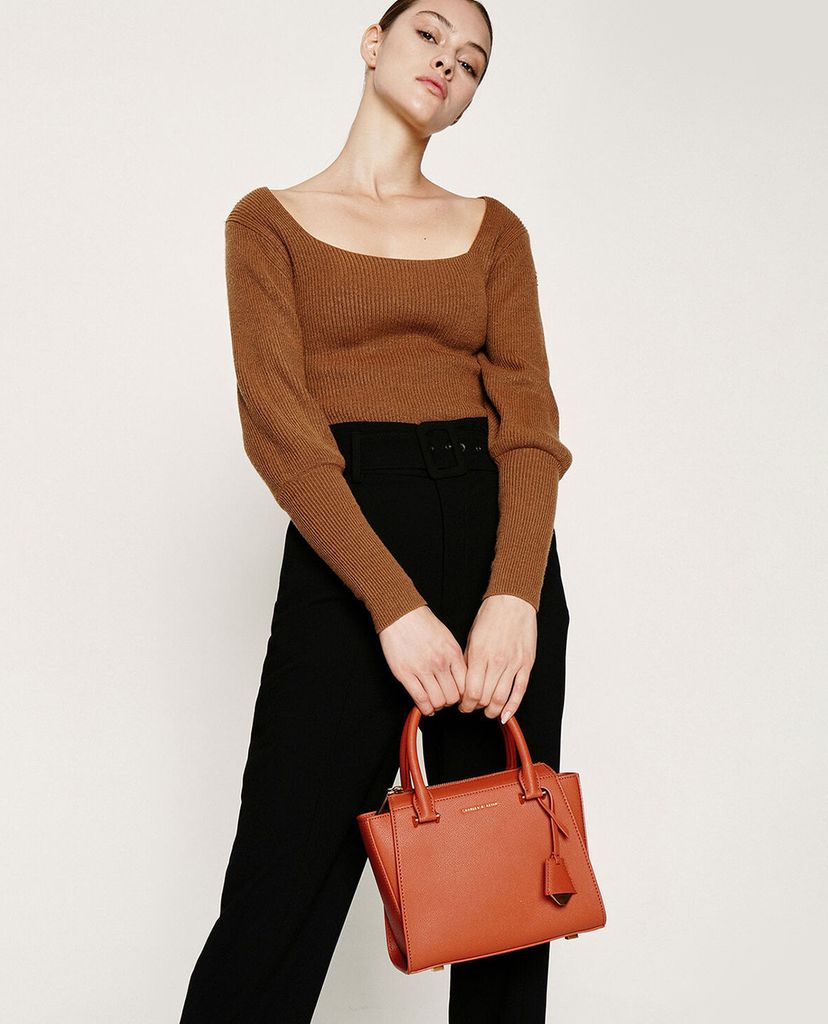 CHARLES & KEITH - Túi xách tay nữ chữ nhật Structured Trapeze