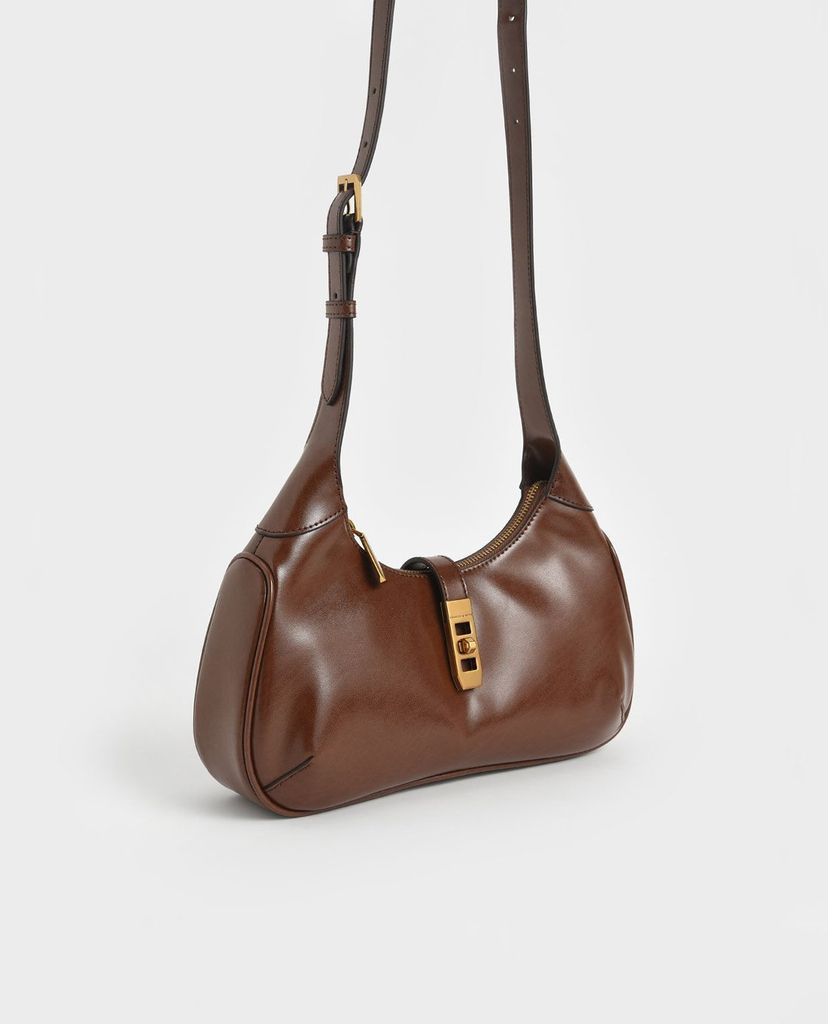 CHARLES & KEITH - Túi đeo vai nữ hình thang Metallic Accent Hobo