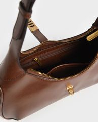 CHARLES & KEITH - Túi đeo vai nữ hình thang Metallic Accent Hobo