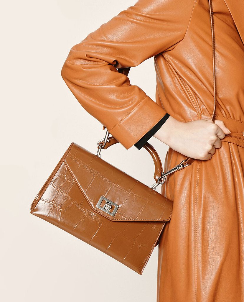 CHARLES & KEITH - Túi xách tay nữ chữ nhật Turn Lock