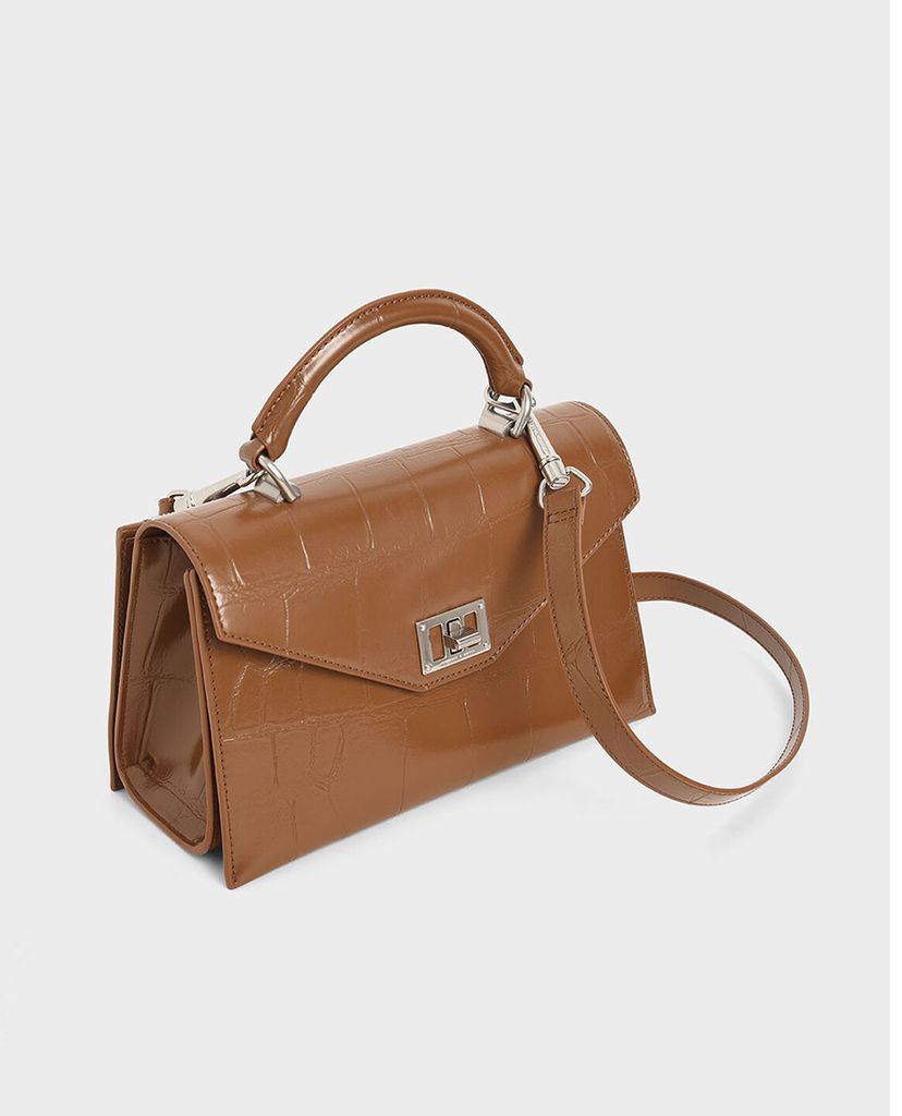 CHARLES & KEITH - Túi xách tay nữ chữ nhật Turn Lock