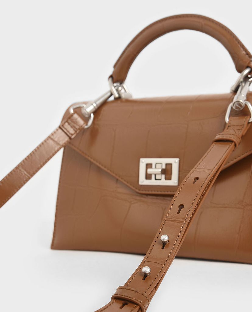 CHARLES & KEITH - Túi xách tay nữ chữ nhật Turn Lock