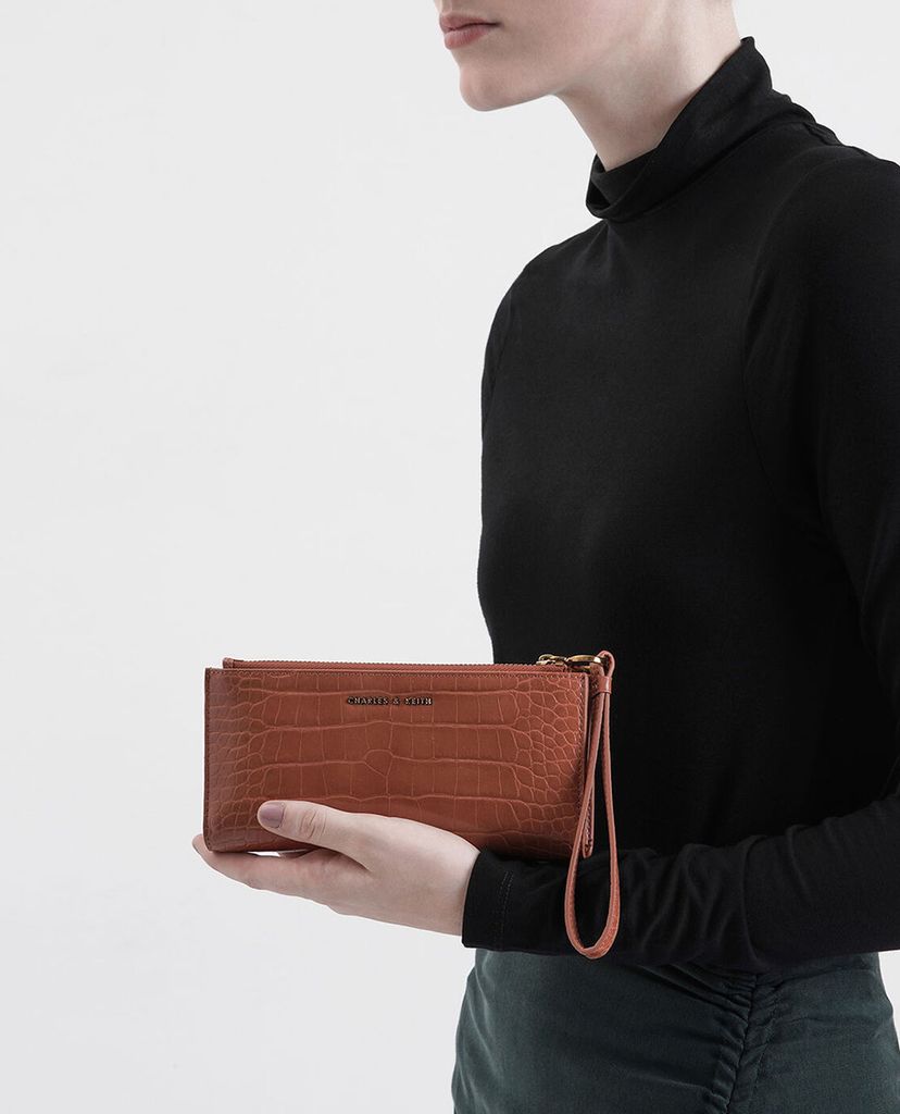 CHARLES & KEITH - Ví Mini Croc Effect Wristlet
