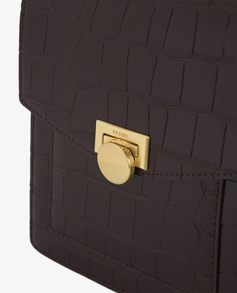 PEDRO - Túi đeo chéo nữ phom vuông Croc Effect Leather Shoulder