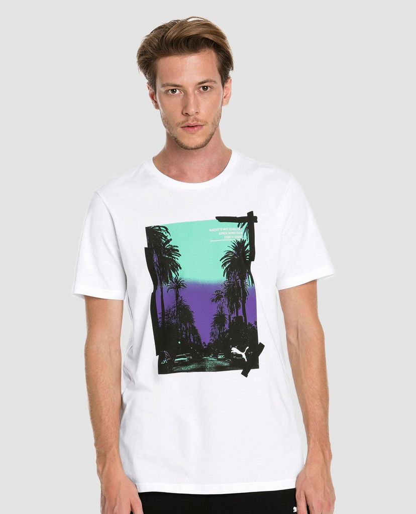 PUMA - Áo thun nam cổ tròn Graphic Palms