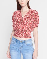 GIGI - Áo kiểu nữ ngắn tay cổ V Smocked Button