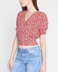 GIGI - Áo kiểu nữ ngắn tay cổ V Smocked Button