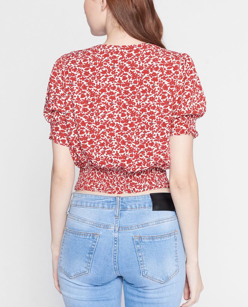 GIGI - Áo kiểu nữ ngắn tay cổ V Smocked Button