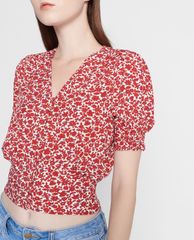 GIGI - Áo kiểu nữ ngắn tay cổ V Smocked Button