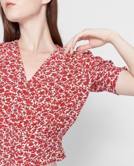 GIGI - Áo kiểu nữ ngắn tay cổ V Smocked Button