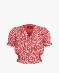 GIGI - Áo kiểu nữ ngắn tay cổ V Smocked Button