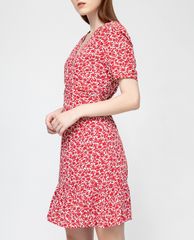 GIGI - Đầm mini cổ V tay ngắn Ruched Waist