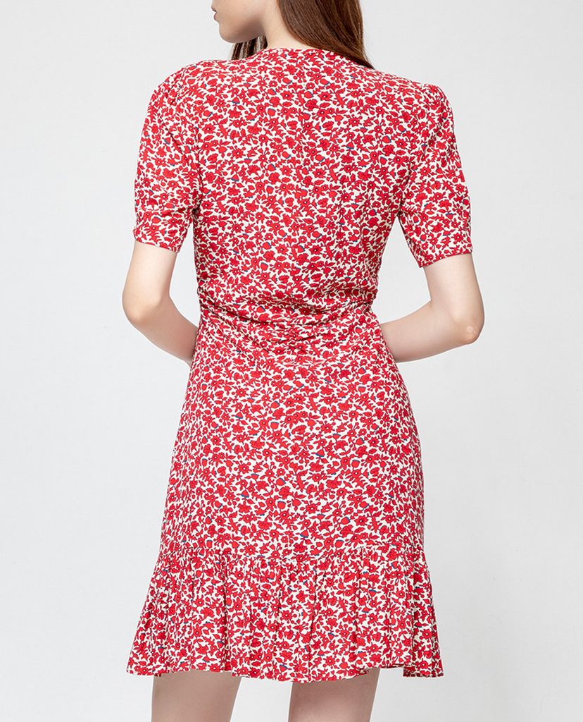 GIGI - Đầm mini cổ V tay ngắn Ruched Waist