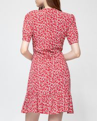 GIGI - Đầm mini cổ V tay ngắn Ruched Waist
