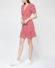 GIGI - Đầm mini cổ V tay ngắn Ruched Waist