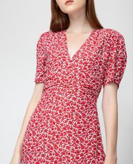 GIGI - Đầm mini cổ V tay ngắn Ruched Waist