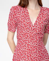 GIGI - Đầm mini cổ V tay ngắn Ruched Waist