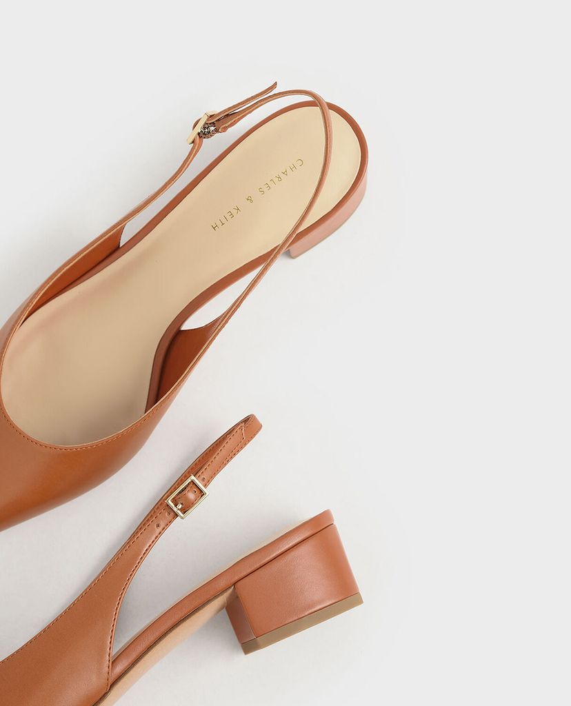 CHARLES & KEITH - Giày cao gót mũi nhọn Patent Block Heel Slingback