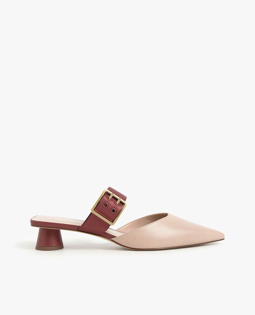 CHARLES & KEITH - Giày cao gót mũi nhọn Satin Grommet Buckle