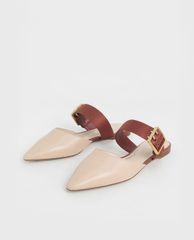 CHARLES & KEITH - Giày đế bệt nữ mũi nhọn Satin Buckle Strap