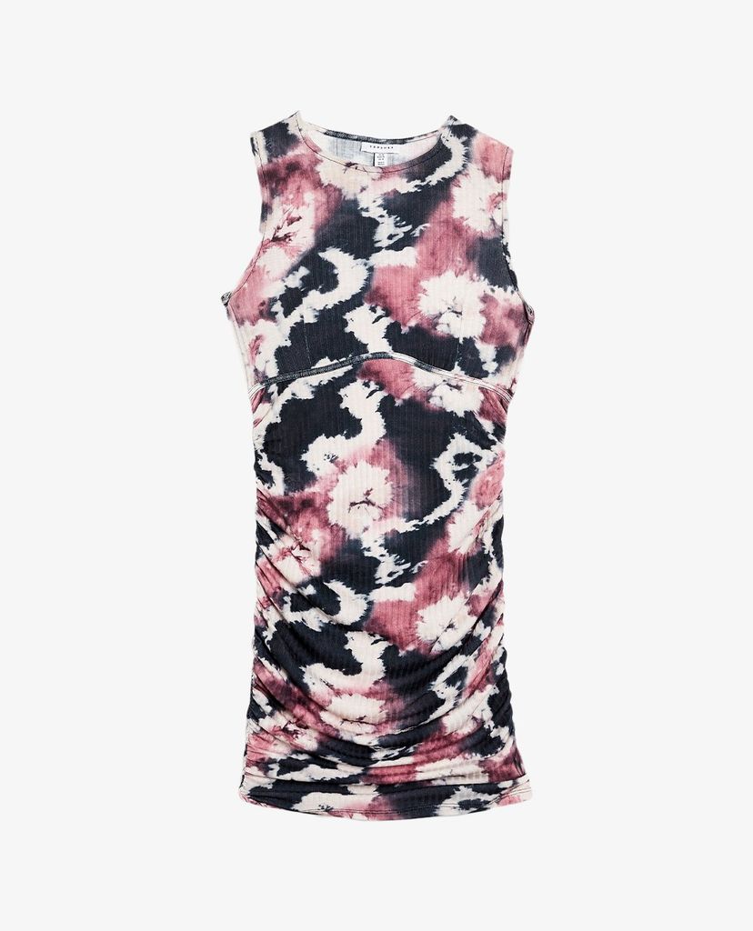 TOPSHOP - Đầm mini sát nách cổ tròn phom ôm Pink Tie Dye