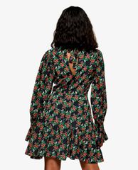 TOPSHOP - Đầm mini cổ tròn tay dài Floral Print Tea