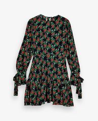 TOPSHOP - Đầm mini cổ tròn tay dài Floral Print Tea