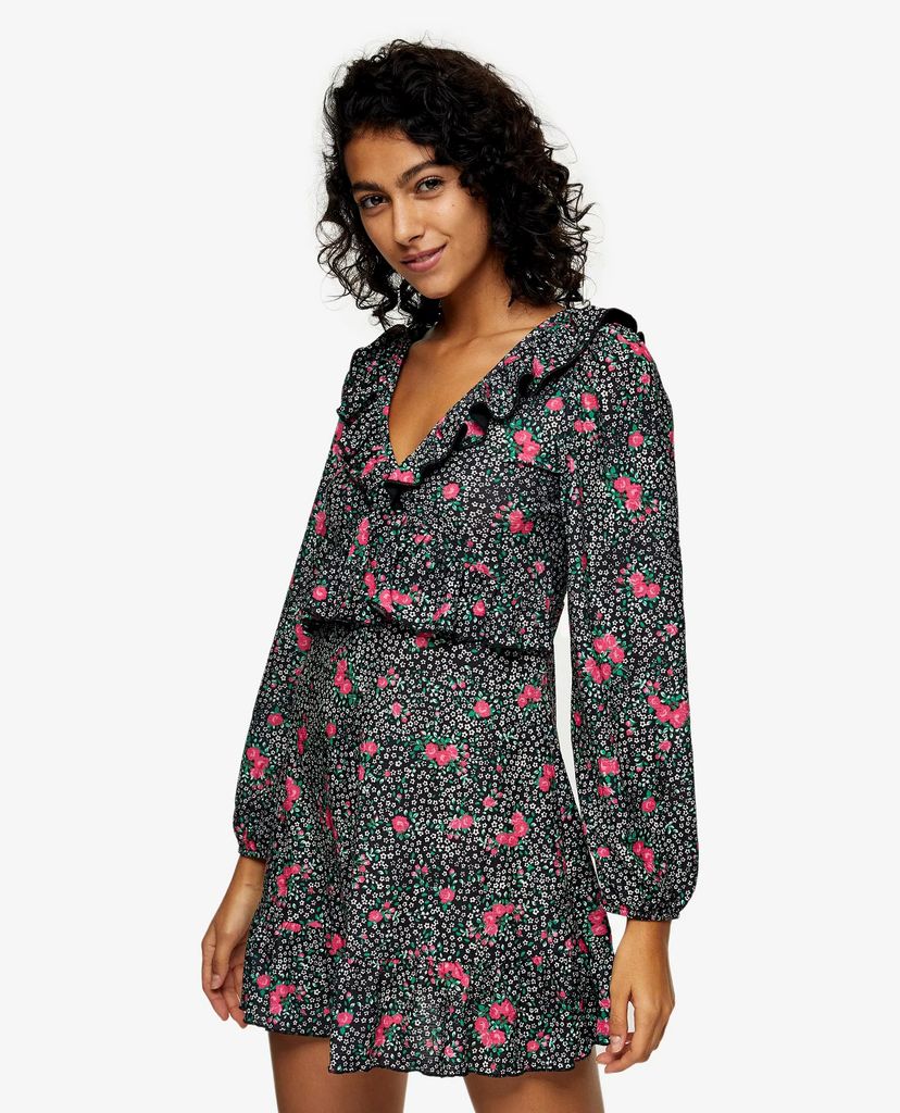 TOPSHOP - Đầm mini cổ V tay dài Double Jersey Tea