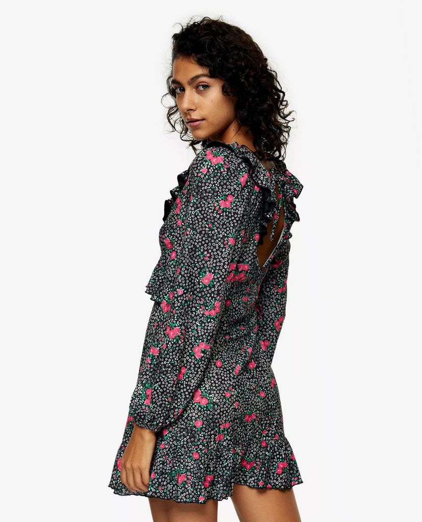 TOPSHOP - Đầm mini cổ V tay dài Double Jersey Tea