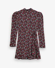 TOPSHOP - Đầm mini cổ trụ tay dài Floral Print Wrap